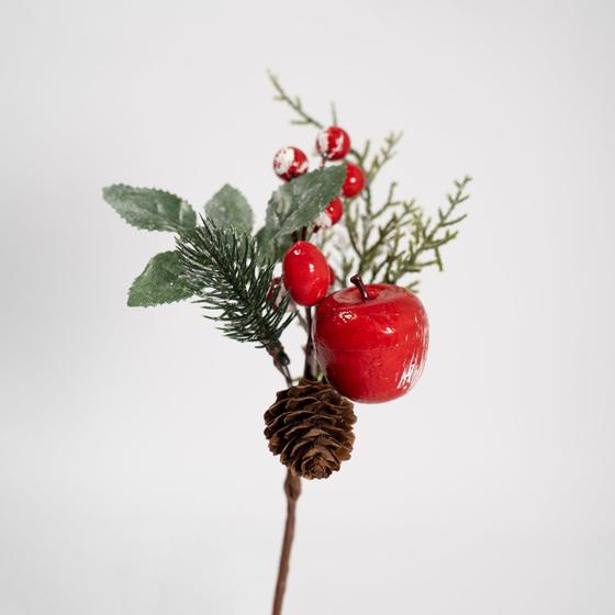 Imagem de Kit 8 Ramos Artificial Frutas Vermelhas Decoração Natal 20cm