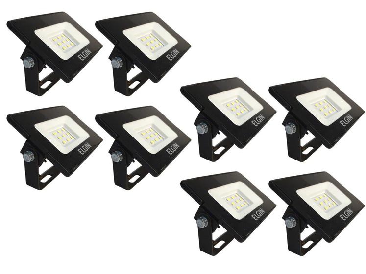 Imagem de Kit 8 Refletor de Led 10W 6500K Bivolt Branco Frio Holofote