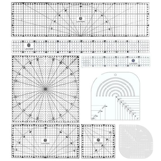 Imagem de Kit 8 Réguas Patchwork Scrapbook  5x30 5x60 30x30 Cx Leite
