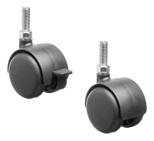 Imagem de Kit 8 Rodizio Rosca 3/8 Roda Dupla Nylon(4 C/ Freio +4 Sem)