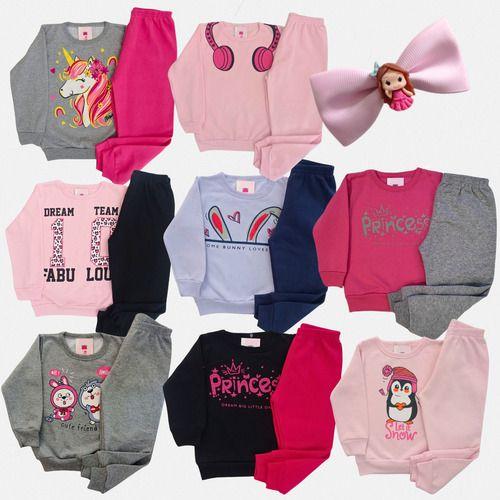 Imagem de Kit 8 Roupa Infantil Menina Bebê 4 Conjunto Moletom Atacado