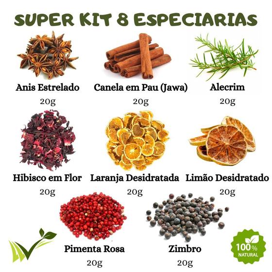 Imagem de Kit 8 Sachês Especiarias Para Gin Drinks Chás Bebidas