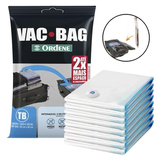 Imagem de Kit 8 Saco A Vacuo Trip Bag 60x40cm Vac Bag Protetor Ordene