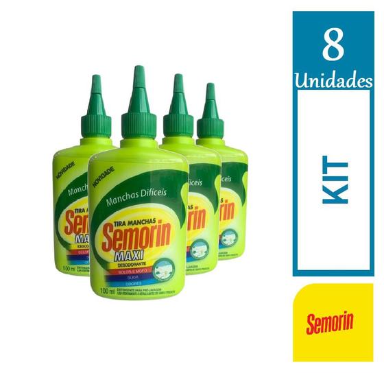 Imagem de Kit 8 Semorin Maxi Tira Manchas Difíceis Original 100ml Cada