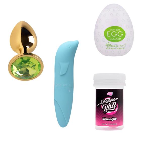 Imagem de Kit 8 Sex Shop Vibrador Golfinho  + Plug Anal + Egg + Bolinha