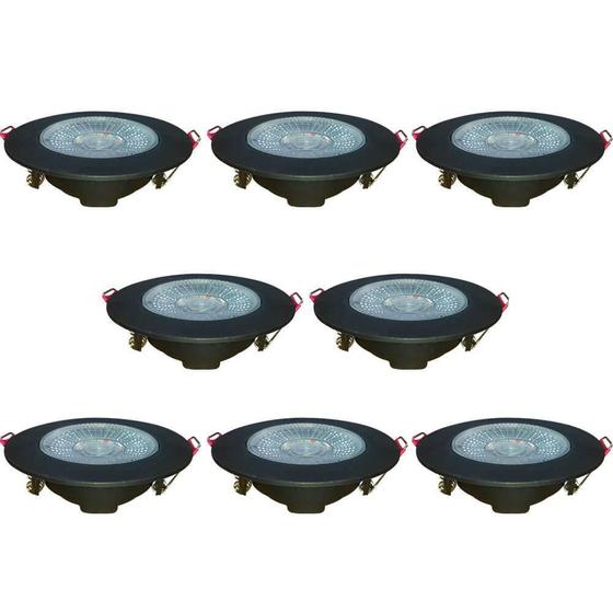 Imagem de Kit 8 Spot Authentic LED Redondo de Embutir Avant Branco com Corpo Preto Fosco 5w 6500k - Cód 865250576