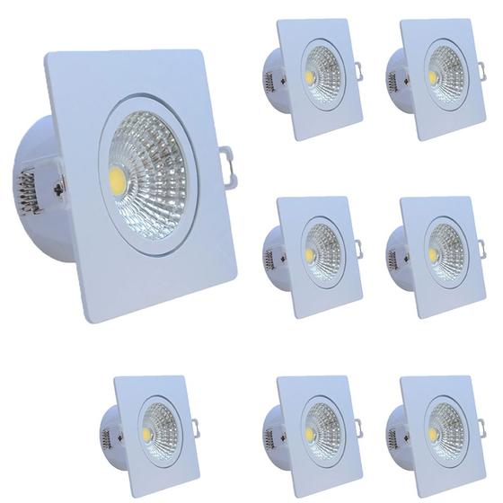 Imagem de Kit 8 Spot Led Embutir 3w Quadrado 6500k Branco Frio Avant