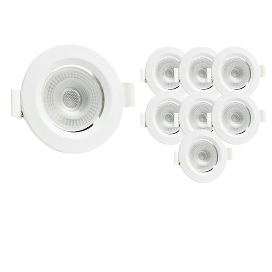 Imagem de Kit 8 Spot Luminária Led 3w Redondo Embutir 6500K Branco Frio Decoração Casa Loja Gesso Sanca Teto