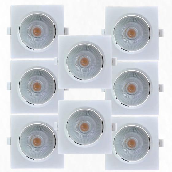 Imagem de Kit 8 Spots Led Embutir Avant 5W 6500K Bivolt Luz Branca - Quadrado