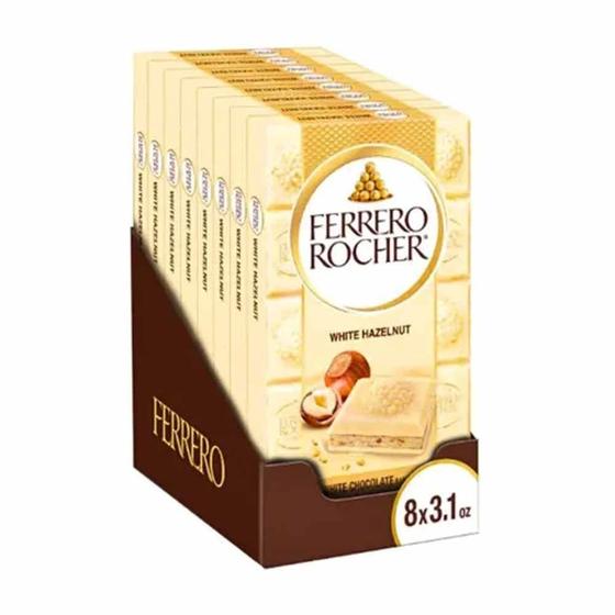 Imagem de Kit 8 Tablete Ferrero Rocher Chocolate Branco 90g Ferrero