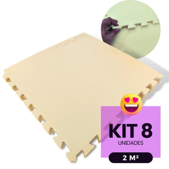 Imagem de Kit 8 Tatame Infantil EVA Tapete 50x50cm 10mm 2m² p/ Bebê Anti Derrapante Emborrachado Criança Fisioterapia