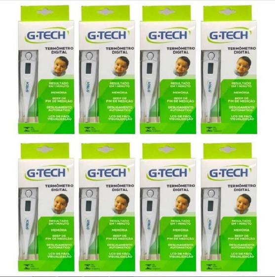 Imagem de Kit 8 Termômetro Digital G-Tech Com Deslig Aut Th1027 Branco