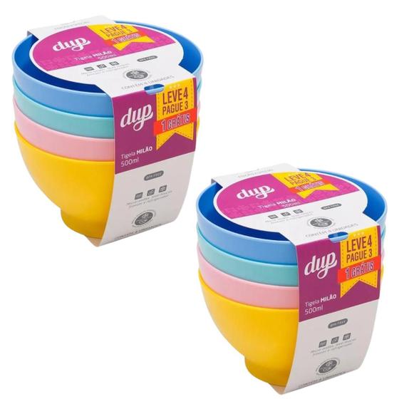 Imagem de Kit 8 Tigela Cumbuca Bowl Pote Plástico Sorvete Sopa 300ml Sobremesa Frutas Aveia DUP BPA Free