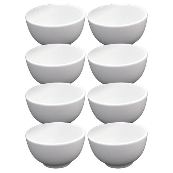 Imagem de Kit 8 Tigela Japonesa 500 ml Porcelana Branca Sopa Caldo Verde Branca Primeira Linha sem Defeitos