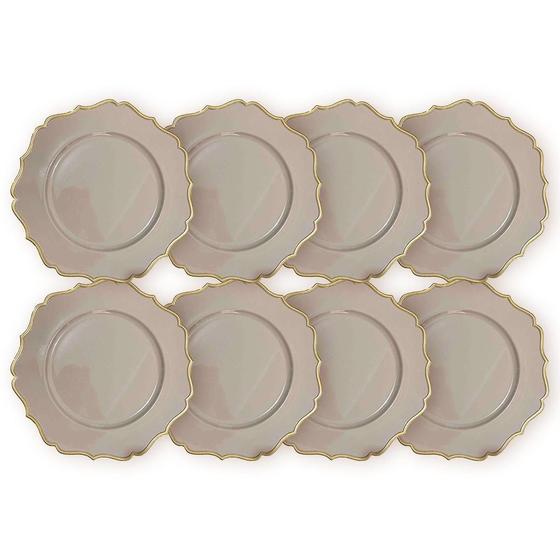 Imagem de Kit 8 Un Sousplat Bege C/ Dourado Polipropileno 33Cm Rafimex