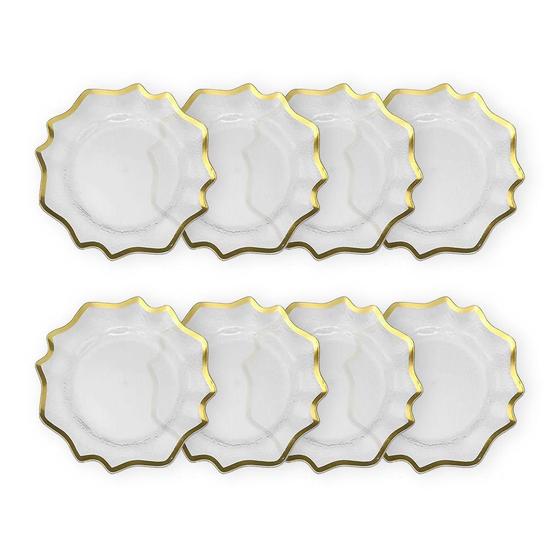 Imagem de Kit 8 Unidades Sousplat Redondo Transparente Com Borda Vidro 33Cm Rafimex