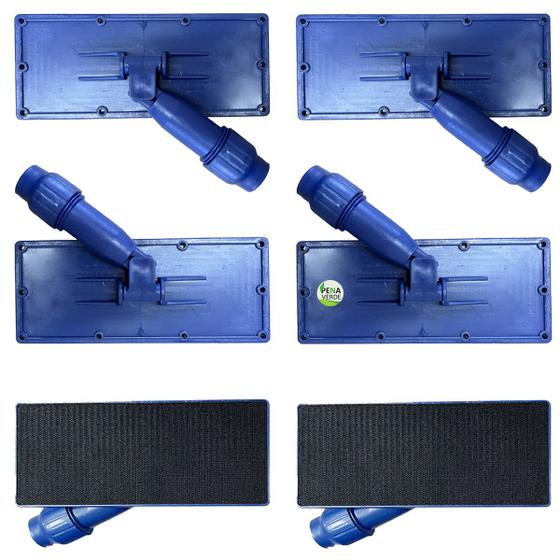 Imagem de Kit 8 Unidades Suporte LT Com tiras autocolantes Limpa Tudo  Sanches Azul Articulado Para Fibras Com Giro 360 Limpeza de Cantos