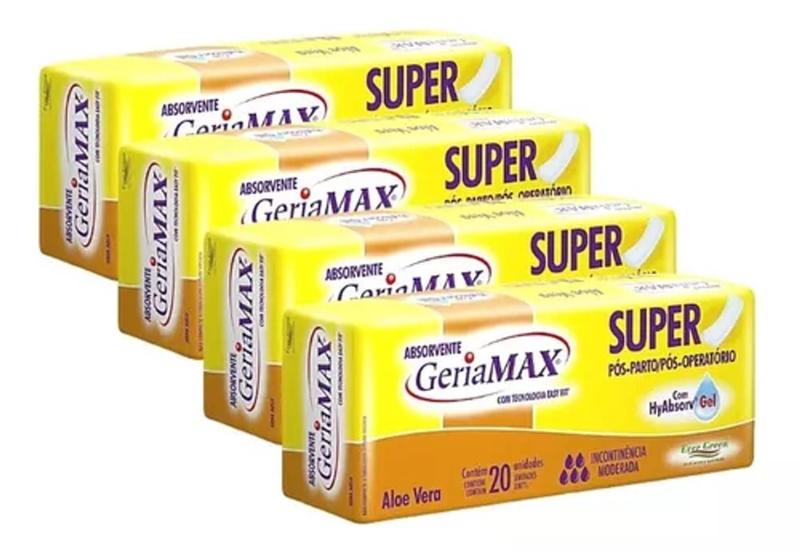 Imagem de Kit 80 Absorventes Geriátrico Pós Parto Operatório Geriamax (4 pacotes c/20)