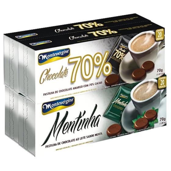 Imagem de Kit 80 Pastilhas De Chocolate Montevérgine Menta E 70% Cacau