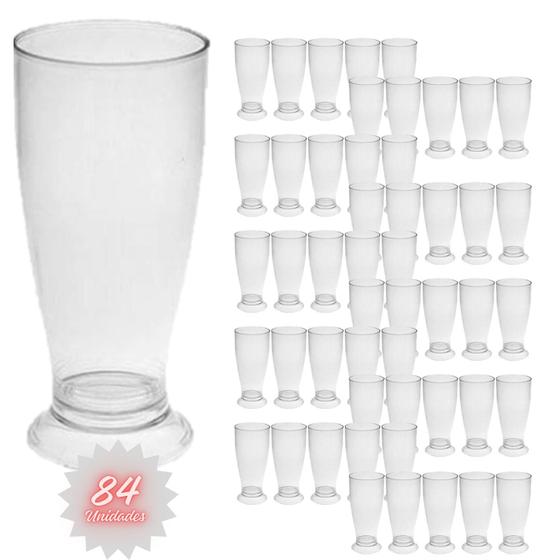 Imagem de Kit 84 Copos Mini Tulipa Acrílico Transparente 220ml Chopp