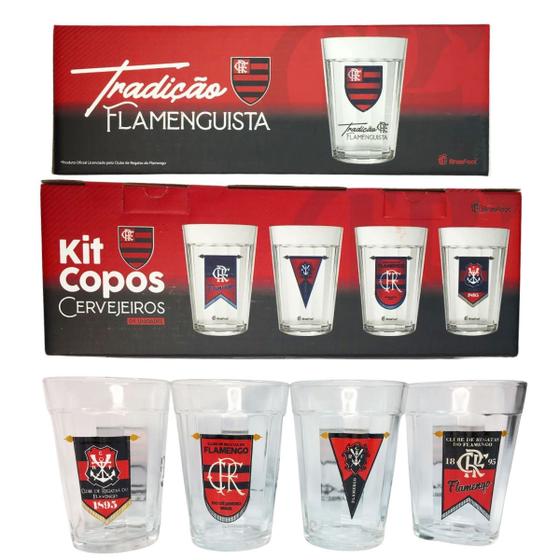 Imagem de Kit 8Un Copo Americano Tradicional Vidro 190ml Bar Cerveja Time Flamengo Oficial