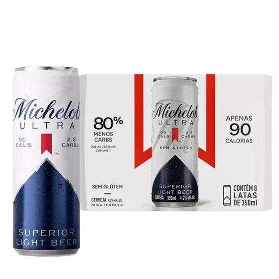 Imagem de Kit 8Und Cerveja Michelob Ultra Light S/ Gluten Lata 350Ml