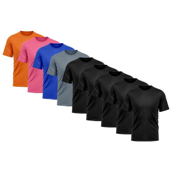 Imagem de Kit 9 Camisetas Masculina Dry Fit Proteção Solar UV Básica Lisa Treino Academia Passeio Fitness Ciclismo Camisa