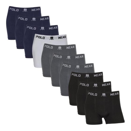 Imagem de Kit 9 Cueca Box Polo Masculina Atacado Original Adulto Wear