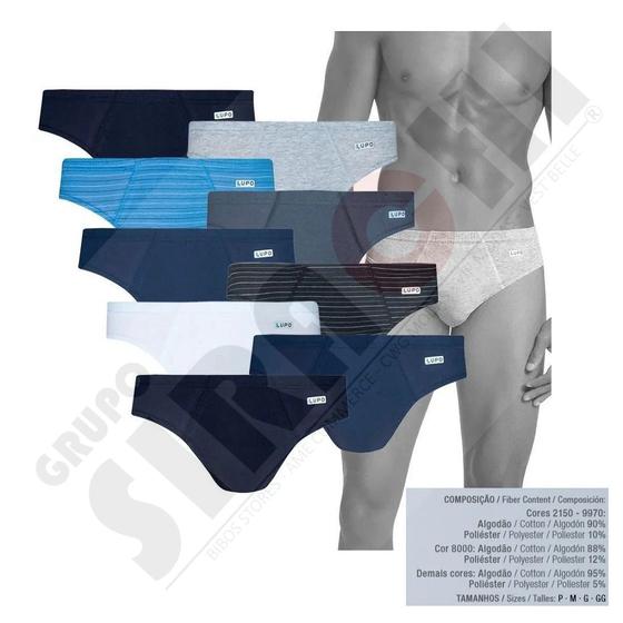 Kit 9 cuecas slip lupo algodão cotton confort lupo 515 Menor preço em Kit 9 cuecas slip lupo algodão cotton confort lupo 515