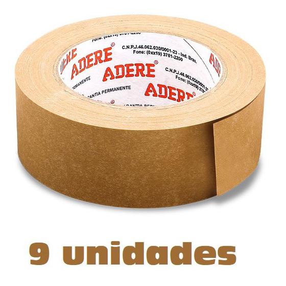 Imagem de Kit 9 Fita Adesiva KRAFT Embalagem Papel Crepado 25MM X 50M