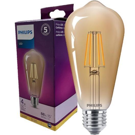 Imagem de Kit 9 Lampada Retro Filamento Philips ST64 4w Luz Quente 2500K