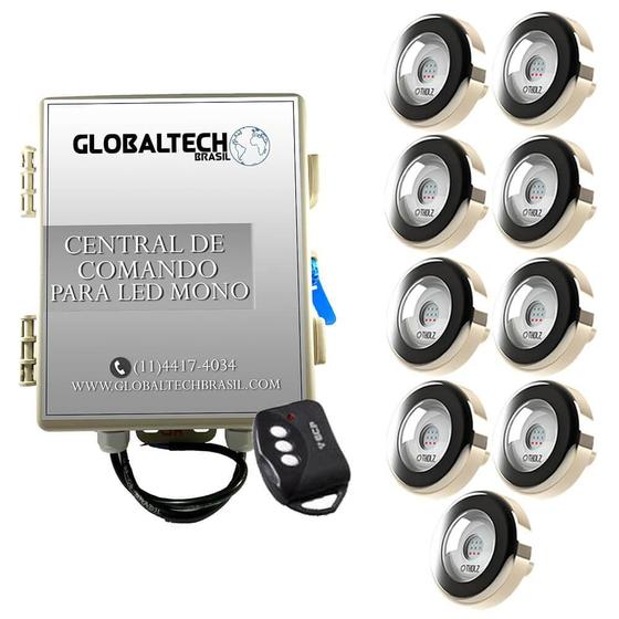 Imagem de Kit 9 Led Piscina Inox Monocromático 9W + Central - Tholz Br