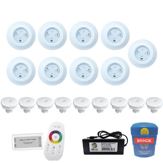 Imagem de Kit 9 Leds 9w Para Iluminação Piscina 108m² + Módulo + Nicho