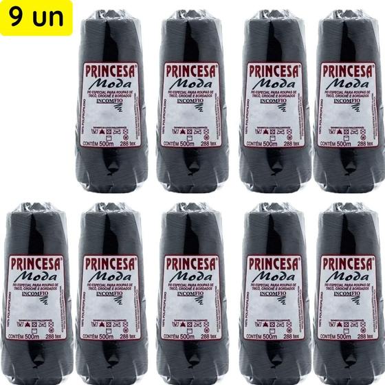 Kit 9 Linhas na Cor Preta Princesa Moda Grossa Cone com 500 Metros Incomfio Fio de Polipropileno para Trança de Cabelo, Crochê, Tricô e Artesanato Imagem de Kit 9 Linhas na Cor Preta Princesa Moda Grossa Cone com 500 Metros Incomfio Fio de Polipropileno para Trança de Cabelo, Crochê, Tricô e Artesanato