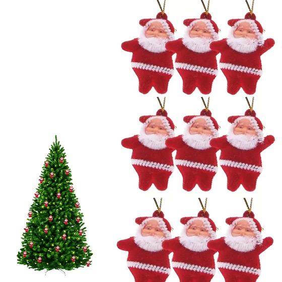 Imagem de Kit 9 Mini Papai Noel Pendente Decoração Enfeite Natalino para Arvore de Natal Porta Decorar