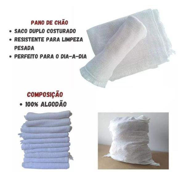 Imagem de Kit 9 panos de chão saco branco faxina limpeza