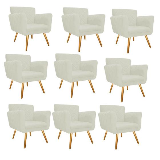 Imagem de Kit 9 Poltronas Cadeira Decorativa Cloe  Pé Palito Para Sala de Estar Recepção Escritório Corinho Branco - Damaffê Móveis