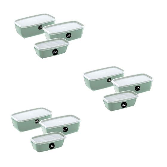 Imagem de Kit 9 Potes Organizador Multiuso  Retangular Com Tampa Verde