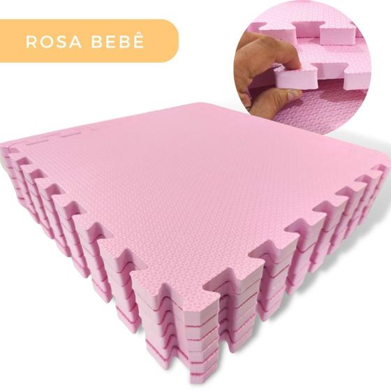 Imagem de Kit 9 Tapete Infantil EVA Estilo Piso Tatame 50x50cm 20mm (2,25m²) Grosso Emborrachado Crianças Bebes Academia Exercícios Encaixe + Bordas Acabamento