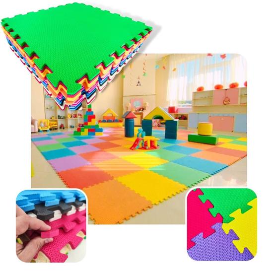 Imagem de Kit 9 Tapete Infantil Grande Antiderrapante Piso Em EVA Medida De 50X50X1 CM Colorido Para Bebê Criança Infantil Decoração Interativo 2,25 m²