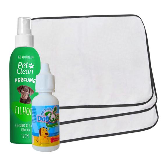 Imagem de Kit 9 Tapetes Higiênicos P/Pets + Perfume Pet Clean P/Pets 120ml + Educador Sanitário Xixi Sim 20ml