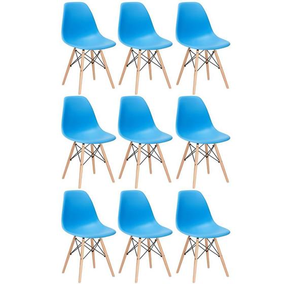 Imagem de KIT - 9 x cadeiras Charles Eames Eiffel DSW - Base de madeira clara