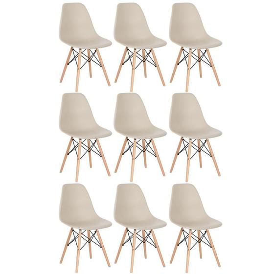 Imagem de KIT - 9 x cadeiras Charles Eames Eiffel DSW - Base de madeira clara