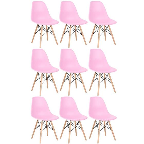 Imagem de KIT - 9 x cadeiras Charles Eames Eiffel DSW - Base de madeira clara