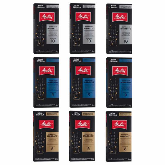 Kit 90 Cápsulas de Café Melitta Staccato Marcato Ristretto Cápsula de Café Magazine Luiza