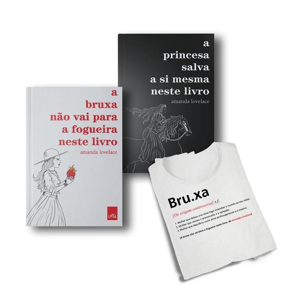 Imagem de KIT A Bruxa e a Princesa_Livros com camiseta branca Verbete A Bruxa