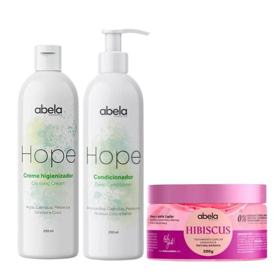 Imagem de Kit Abela HOPE Shampoo Condicionador e Mascara Hibiscus 300g