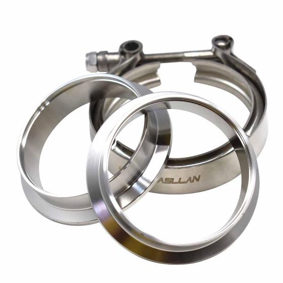 Imagem de Kit Abraçadeira V-Band com Flanges Inox 3" - Cód.9405