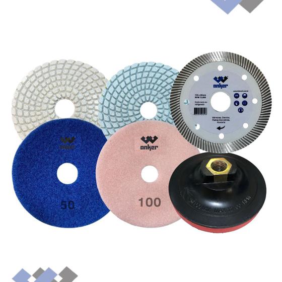 Imagem de Kit Acabamento Porcelanato Lixa 50 E 100 1 Suporte 1 Disco