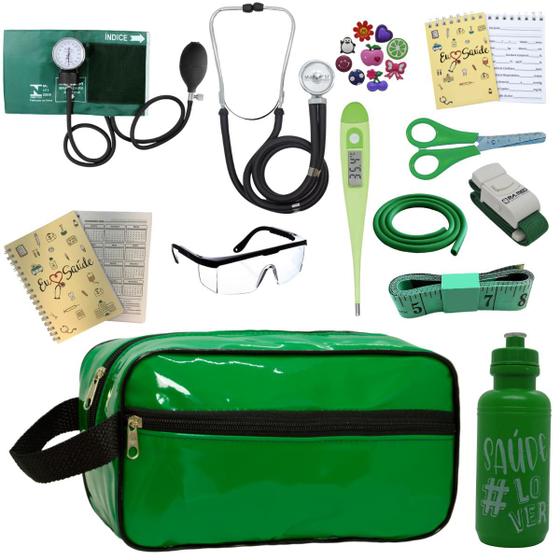 Imagem de Kit Academico Enfermagem Esfigmomanometro Aparelho de Pressao Estetoscopio Multi Necessaire Estagio Premium